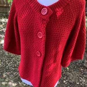 Chico's Chunky Red Sweater -Elbow Length Sleeve